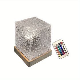 2023 New Hot USB Square Night Light Cube Decorative Night Lamp Square Crystal Table Lamp,Rotating Water Ripple Small Night Light Creative Bedside Lamp