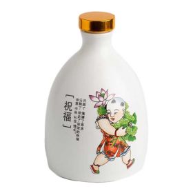 500ml Ceramic Empty Wine Jar Chinese Style White Wine Bottle Wine Jug Benediction Child Wine Vase Flask Flagon