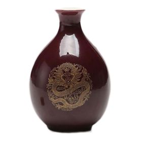 17oz Brown Ceramic Wine Jar Chinese Style Empty Wine Flask Dragon Wine Bottle Small Flagon