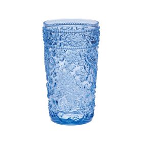 Designer Acrylic Paisley Blue Drinking Glasses Hi Ball Set of 4 (17oz), Premium Quality Unbreakable Stemless Acrylic Drinking Glasses for All Purpose