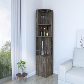 Bar Cabinet Paprika, 8 Wine Cubbies, Double Door, Dark Walnut Finish