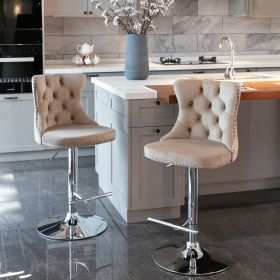 A&A Furniture,Swivel Velvet Barstools Adjusatble Seat Height from 25-33 Inch