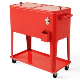 Outdoor Portable Rolling Party Cooler Cart Patio Mobile Ice Chests Beverage Icebox Beer Cola Cooler Trolley