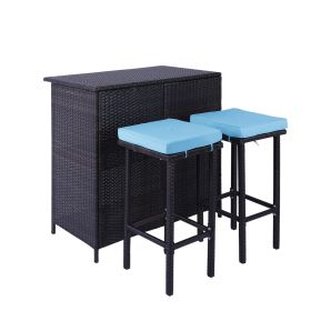 3-Piece Patio Outdoor Conversation Bar Set of 1Table and 2Stools