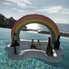 3pc Summer Party Bucket Rainbow Cloud Cup Holder Inflatable Pool Float Beer Drinking Cooler Table Bar Tray Beach Swimming Ring