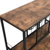 Industrial Wine Rack Table with Glass Holder, Wine Bar Cabinet with Storage