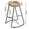 Ela 30 Inch Mango Wood Industrial Barstool, Saddle Seat, Iron Frame, Set of 2,