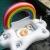 3pc Summer Party Bucket Rainbow Cloud Cup Holder Inflatable Pool Float Beer Drinking Cooler Table Bar Tray Beach Swimming Ring