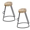 Ela 30 Inch Mango Wood Industrial Barstool, Saddle Seat, Iron Frame, Set of 2,