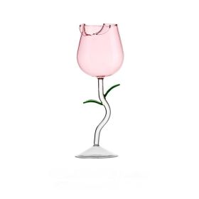 Creative Roses Red High-end Entry Lux Wine Glass Goblet Set (Option: 280ml Pink Green Leaf)